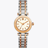 Tory Burch Classic T White Dial Two Tone Steel Strap Watch for Women - TBW9011 Authentic Buy Shop Now