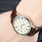 Guess Wafer Quartz White Dial Brown Leather Strap Watch For Men - W70016G2 Authentic Buy Shop Now