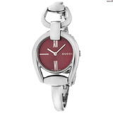 Gucci Horsebit Quartz Red Dial Silver Steel Strap Watch For Women - YA139502 Authentic Buy Shop Now