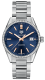 Tag Heuer Carrera Quartz Diamonds Blue Dial Silver Steel Strap Watch for Women - WAR1114.BA0601 Authentic Buy Shop Now
