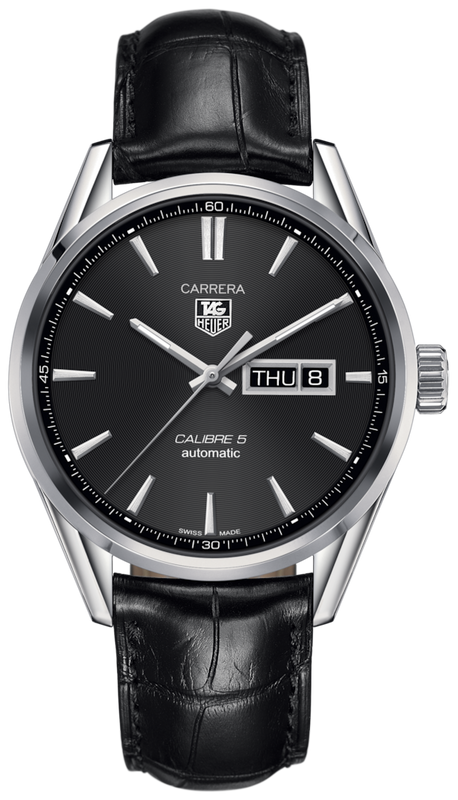 Tag Heuer Carrera Automatic Black Dial Black Leather Strap Watch for Men - WAR201A.FC6266 Authentic Buy Shop Now