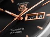Tag Heuer Carrera Calibre 5 Automatic Black Dial Black Leather Strap Watch for Men - WAR201C.FC6266 Authentic Buy Shop Now