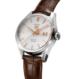 Tag Heuer Carrera Calibre 5 Automatic White Dial Brown Leather Strap Watch for Men - WAR201D.FC6291 Authentic Buy Shop Now