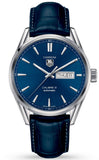 Tag Heuer Carrera Calibre 5 Automatic Blue Dial Blue Leather Strap Watch for Men - WAR201E.FC6292 Authentic Buy Shop Now