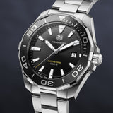 Tag Heuer Aquaracer Quartz Black Dial Silver Steel Strap Watch for Men - WAY101A.BA0746 Authentic Buy Shop Now