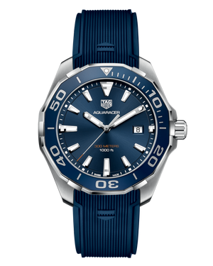 Tag Heuer Aquaracer Quartz Blue Dial Blue Rubber Strap Watch for Men - WAY101C.FC6153 Authentic Buy Shop Now