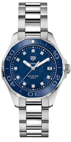 Tag Heuer Aquaracer Diamonds Blue Dial Silver Steel Strap Watch for Women - WAY131L.BA0748 Authentic Buy Shop Now