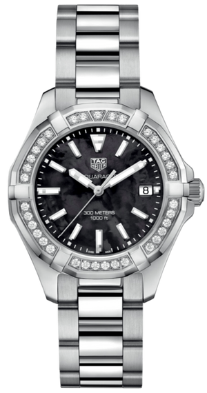 Tag Heuer Aquaracer Quartz Diamonds Black Dial Silver Steel Strap Watch for Women - WAY131P.BA0748 Authentic Buy Shop Now