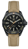 Tag Heuer Aquaracer 300 Calibre 5 Automatic Black Dial Brown Nylon Strap Watch for Men - WAY208C.FC6383 Authentic Buy Shop Now