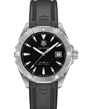 Tag Heuer Aquaracer Automatic Caliber 5 Black Dial Black Rubber Strap Watch for Men - WAY2110.FT8021 Authentic Buy Shop Now