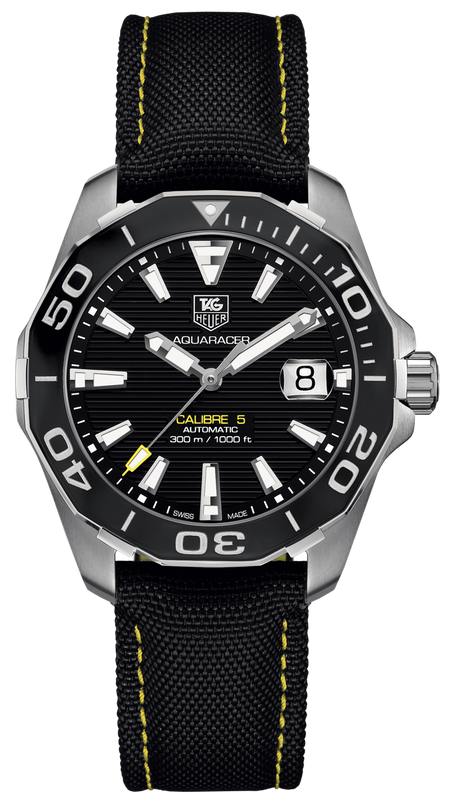 Tag Heuer Aquaracer Calibre 5 Automatic Black Dial Black Nylon Strap Watch for Men - WAY211A.FC6362 Authentic Buy Shop Now