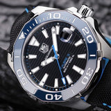 Tag Heuer Aquaracer Calibre 5 Automatic Black Dial Black Nylon Strap Watch for Men - WAY211B.FC6363 Authentic Buy Shop Now