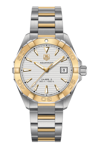 Tag Heuer Aquaracer Calibre 5 Automatic White Dial Two Tone Steel Strap Watch for Men - WAY2151.BD0912 Authentic Buy Shop Now