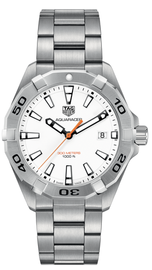 Tag Heuer Aquaracer Quartz White Dial Silver Steel Strap Watch for Men - WBD1111.BA0928 Authentic Buy Shop Now