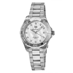 Tag Heuer Aquaracer Diamonds White Mother of Pearl Dial Silver Steel Strap Watch for Women - WBD1314.BA0740 Authentic Buy Shop Now