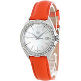 Tag Heuer Formula 1 Quartz Diamonds Mother of Pearl Dial Orange Leather Strap Watch for Women - WBJ131A.FC8250 Authentic Buy Shop Now