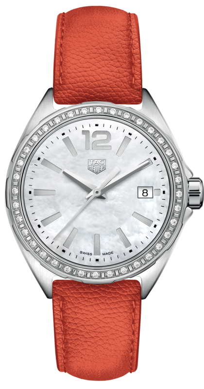Tag Heuer Formula 1 Quartz Diamonds Mother of Pearl Dial Orange Leather Strap Watch for Women - WBJ131A.FC8250 Authentic Buy Shop Now
