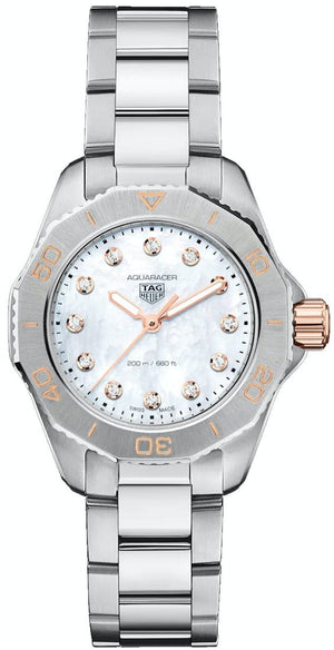 Tag Heuer Aquaracer Professional 200 Quartz Diamonds White Dial Silver Steel Strap Watch for Women - WBP1450.BA0622 Authentic Buy Shop Now