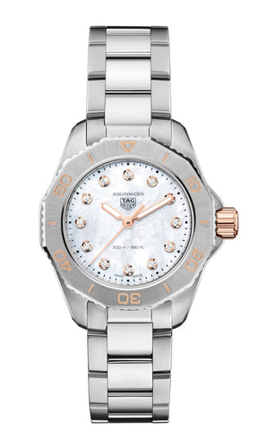 Tag Heuer Aquaracer Professional 200 Quartz Diamonds White Dial Silver Steel Strap Watch for Women - WBP1450.BA0622 Authentic Buy Shop Now