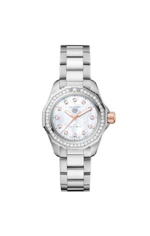 Tag Heuer Aquaracer Professional 200 Quartz Diamonds Mother of Pearl Dial Silver Steel Strap Watch for Women - WBP1451.BA0622 Authentic Buy Shop Now