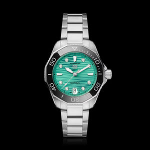 Tag Heuer Aquaracer Professional 300 Automatic Diamonds Green Dial Silver Steel Strap Watch for Women - WBP231K.BA0618 Authentic Buy Shop Now