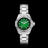 Tag Heuer Aquaracer Professional 200 Automatic Diamond Green Dial Silver Steel Strap Watch for Women - WBP2415.BA0622 Authentic Buy Shop Now