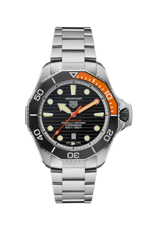 Tag Heuer Aquaracer Professional 1000 Superdiver Automatic Black Dial Silver Steel Strap Watch for Men - WBP5A8A.BF0619 Authentic Buy Shop Now