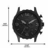 Fossil Nate Chronograph Black Dial Black Leather Strap Watch for Men - JR1354 Authentic Buy Shop Now