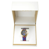 Versace V-Circle The Clans Edition Black Dial Red & Blue Leather Strap Watch for Women - VEBQ00218 Authentic Buy Shop Now