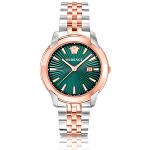 Versace V-Urban Green Dial Two Tone Steel Strap Watch for Men - VELQ00619 Authentic Buy Shop Now