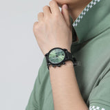 Emporio Armani Luigi Chronograph Green Dial Black Mesh Bracelet Watch For Men - AR11470 Authentic Buy Shop Now