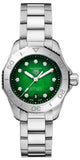 Tag Heuer Aquaracer Professional 200 Automatic Diamond Green Dial Silver Steel Strap Watch for Women - WBP2415.BA0622 Authentic Buy Shop Now