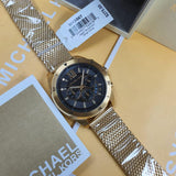 Michael Kors Brecken Chronograph Black Dial Gold Mesh Strap Watch For Men - MK8867 Authentic Buy Shop Now