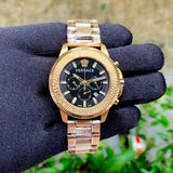 Versace Greca Action Chronograph Black Dial Gold Steel Strap Watch For Men - VE3J00622 Authentic Buy Shop Now