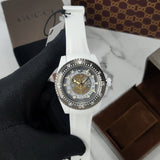 Gucci Dive Automatic Transparent Dial White Rubber Strap Watch For Men - YA136343 Authentic Buy Shop Now
