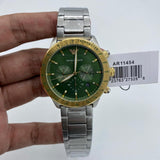 Emporio Armani Mario Chronograph Green Dial Silver Steel Strap Watch For Men - AR11454 Authentic Buy Shop Now