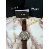Hugo Boss Grand Prix Grey Dial Brown Leather Strap Watch for Men - 1513476 Authentic Buy Shop Now