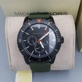 Michael Kors Cunningham Chronograph Black Dial Green Rubber Strap Watch For Men - MK7165 Authentic Buy Shop Now