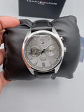 Tommy Hilfiger Deacan Grey Dial Black Leather Strap Watch for Men - 1791548 Authentic Buy Shop Now