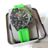 Fossil Bannon Chronograph Grey Dial Green Silicone Strap Watch for Men - BQ2501 Authentic Buy Shop Now
