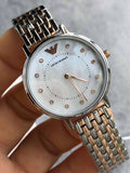 Emporio Armani Gianni T Bar Mother of Pearl Dial Two Tone Steel Strap Watch For Women - AR2508 Authentic Buy Shop Now