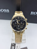 Hugo Boss Champion Black Dial Gold Steel Strap Watch for Men - 1513848 Authentic Buy Shop Now