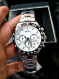 Hugo Boss Hero Chronograph White Dial Silver Steel Strap Watch for Men - 1513875 Authentic Buy Shop Now