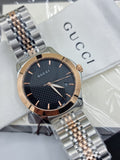Gucci G Timeless Black Dial Two Tone Steel Strap Watch For Women - YA126512 Authentic Buy Shop Now