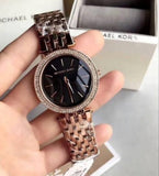 Michael Kors Darci Black Dial Rose Gold Steel Strap Watch for Women - MK3402 Authentic Buy Shop Now