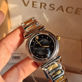 Versace V-Motif Black Dial Two Tone Steel Strap Watch for Women - VERE00518 Authentic Buy Shop Now