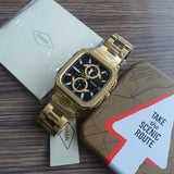Fossil Inscription Multifunction Black Dial Gold Steel Strap Watch for Men - BQ2656 Authentic Buy Shop Now