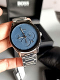 Hugo Boss Peak Chronograph Blue Dial Silver Steel Strap Watch for Men - 1513763 Authentic Buy Shop Now