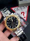 Guess Commander Chronograph Black Dial Two Tone Steel Strap Watch for Men - GW0056G4 Authentic Buy Shop Now