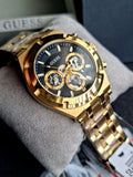 Guess Continental Black Dial Gold Steel Strap Watch for Men - GW0260G2 Authentic Buy Shop Now